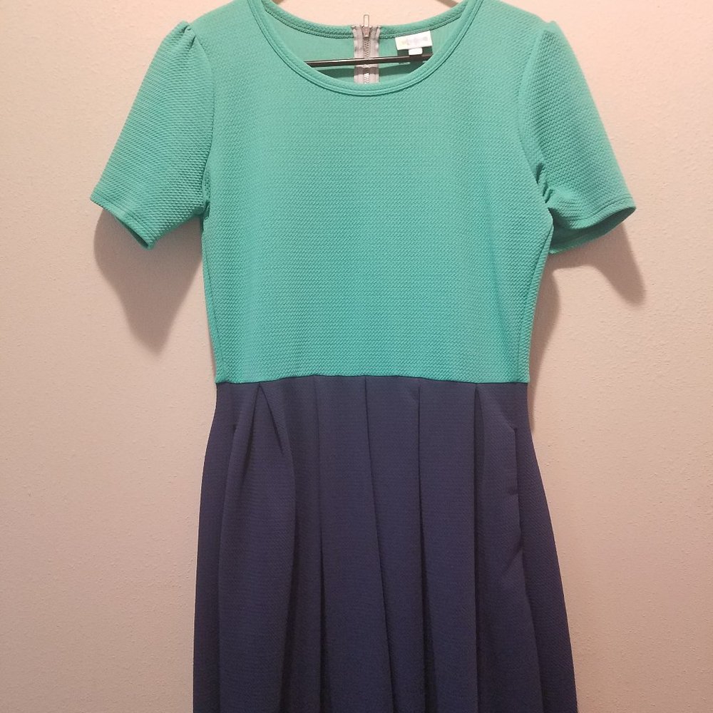 Mint Green and Navy Color Block LuLaRoe Amelia